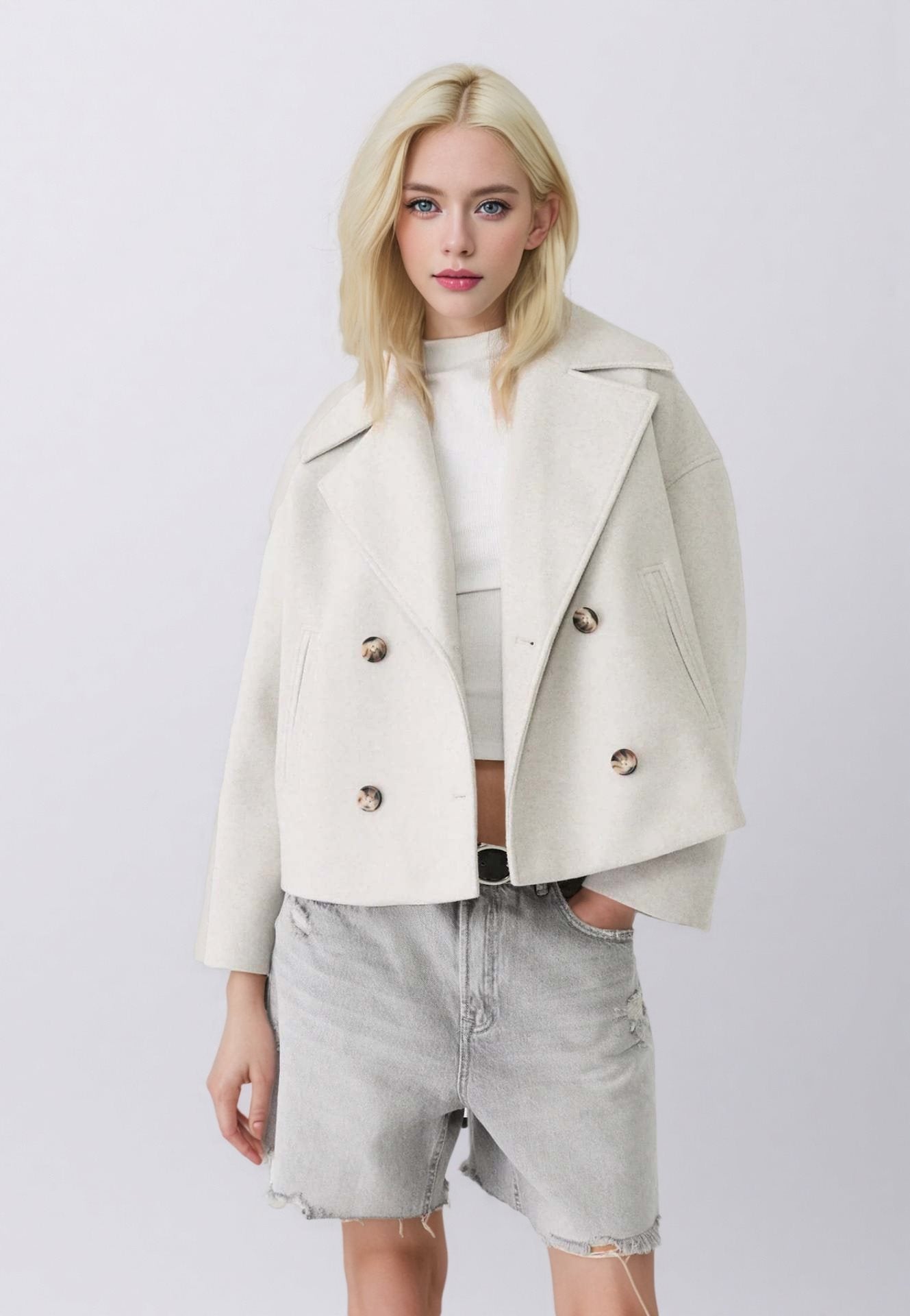 Women's Autumn Fashion Temperament Commute Lapel Double Coats