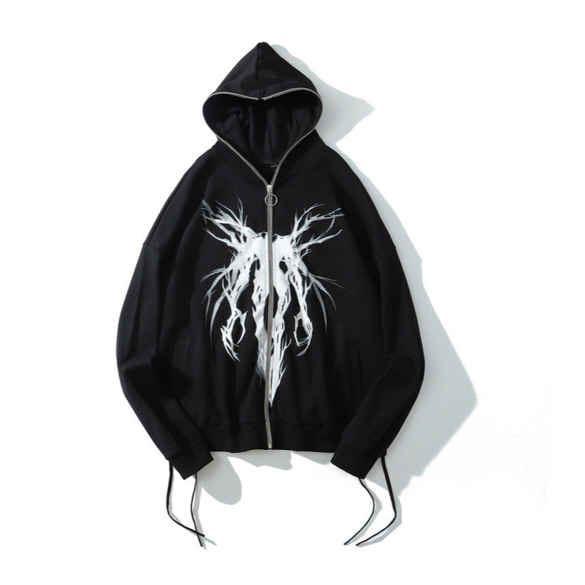 Russian Dark Printed Couple Oversized Loose Sweaters