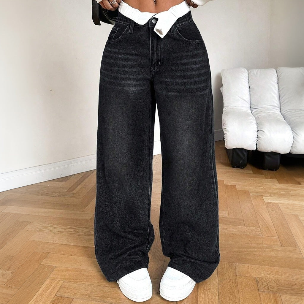 Women's Sexy Low Waist Substrate Loose Straight Jeans