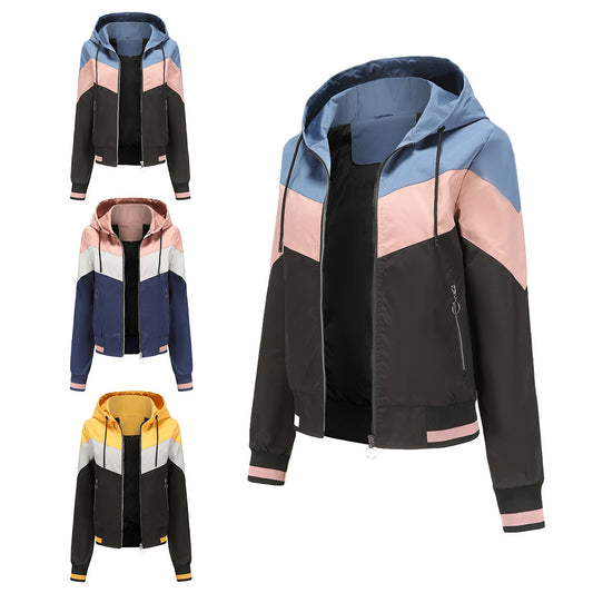 Women's Thin Trench Hooded Outdoor Raincoat Color Coats