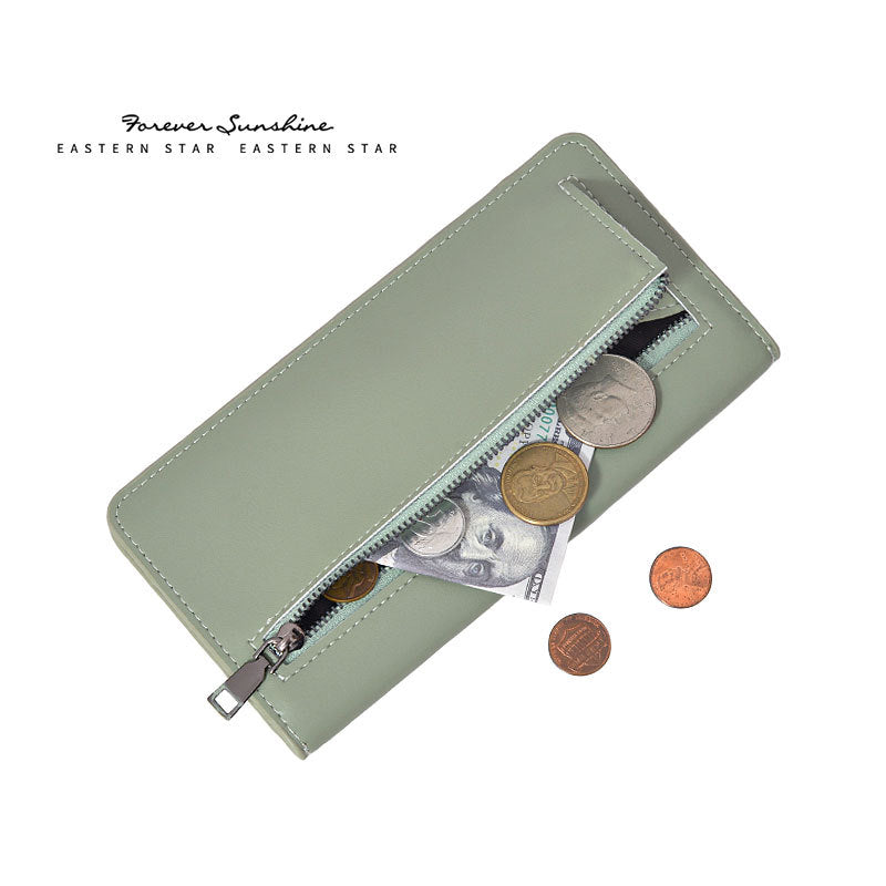 Women's Swiping Solid Color Credit Zipper Hasp Ladies Wallets