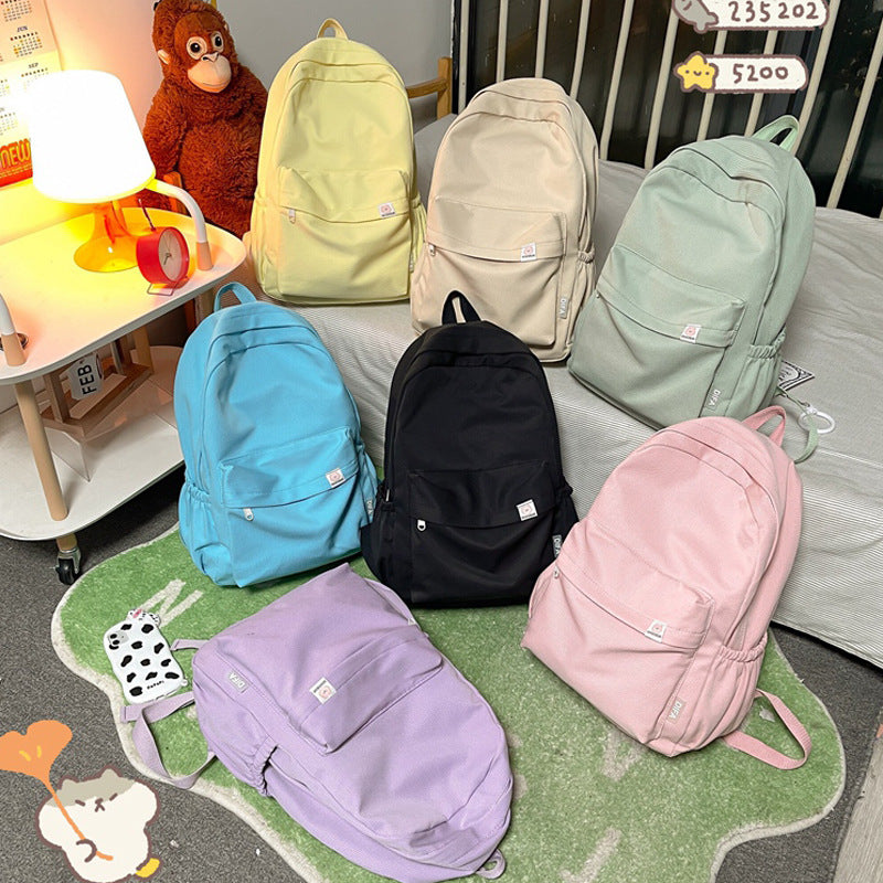 Soft Solid Color Large Capacity Female Backpacks