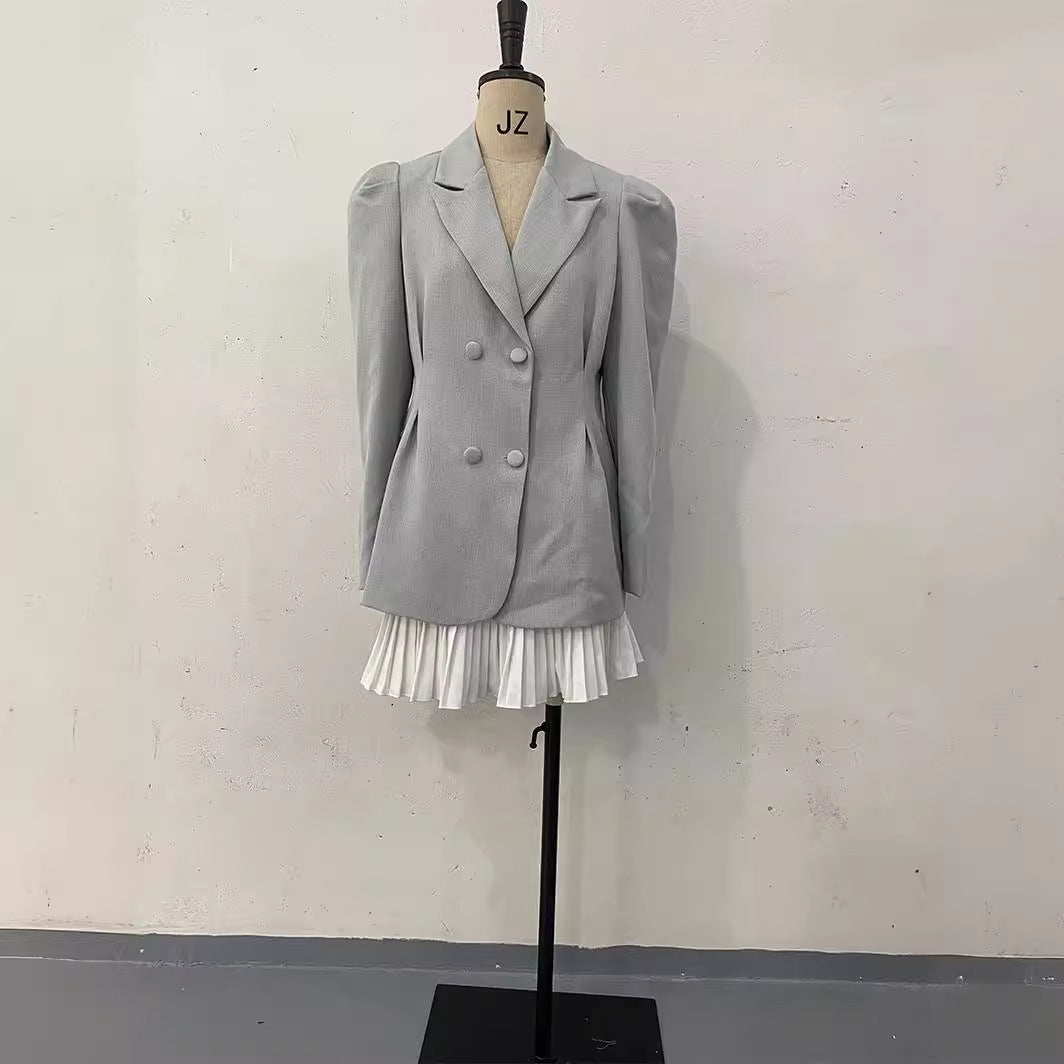 Autumn Pink Heart Breasted Long Sleeve Suits