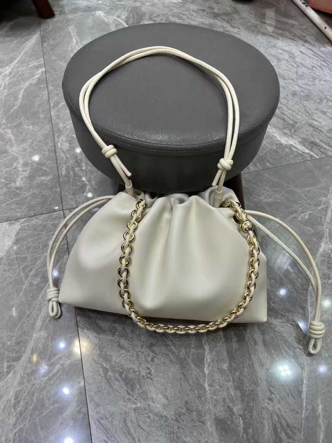 Women's Advanced Pleated Cloud Chain Underarm Genuine Bags