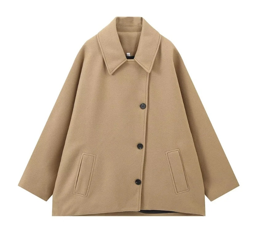 Women's Creative Single-breasted Lapel Loose Wool Jackets