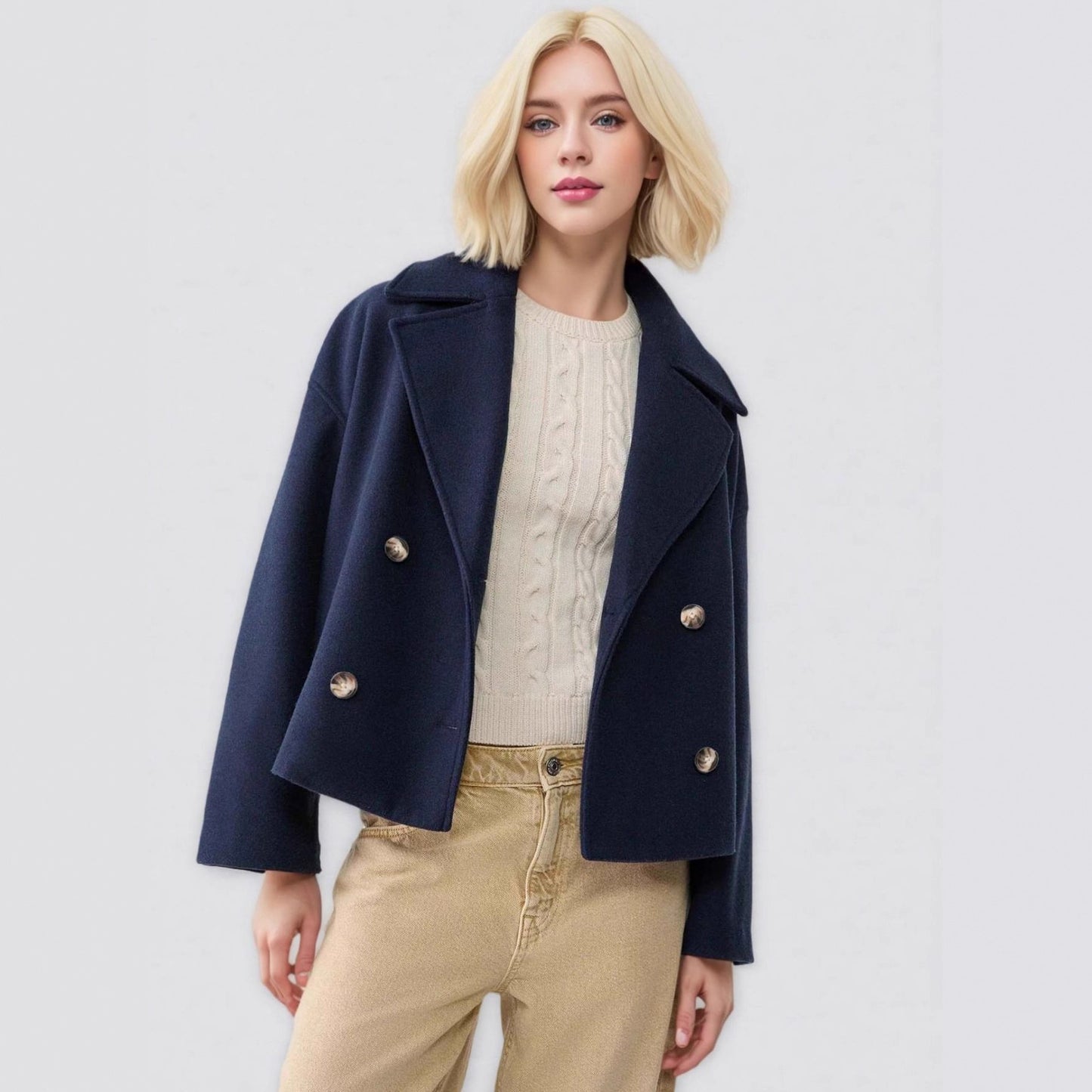 Women's Autumn Fashion Temperament Commute Lapel Double Coats