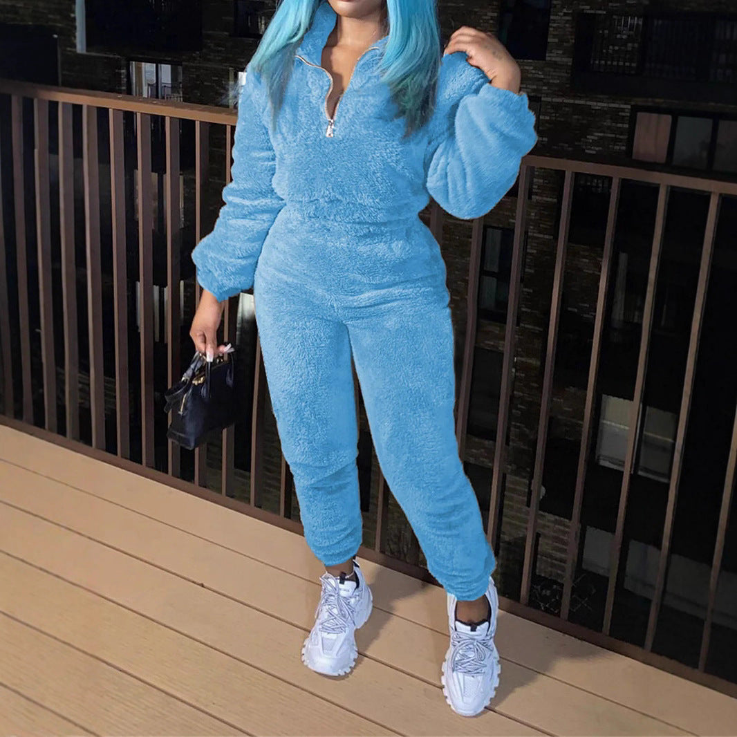 Women's Solid Color Long-sleeved Trousers Fashion Casual Suits