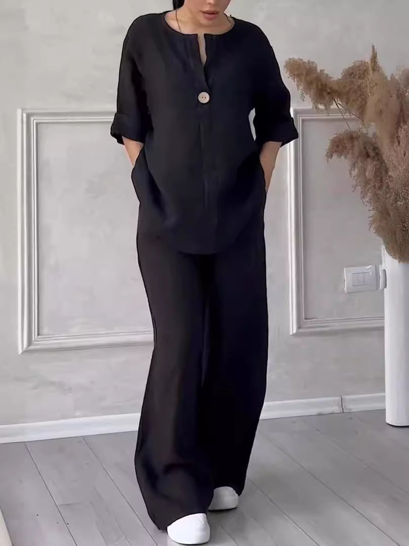 Women's Wear Comfortable Loose Wide Leg Cotton Tops