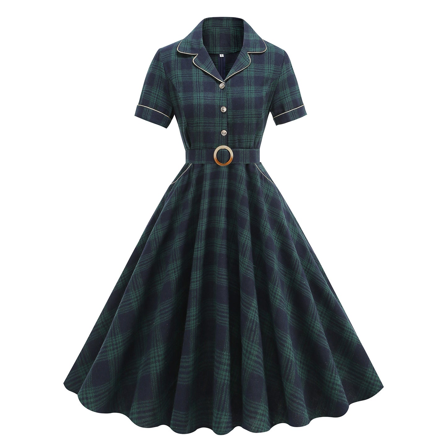 Women's Hepburn Edge Fried Street Contrast Color Collar Dresses
