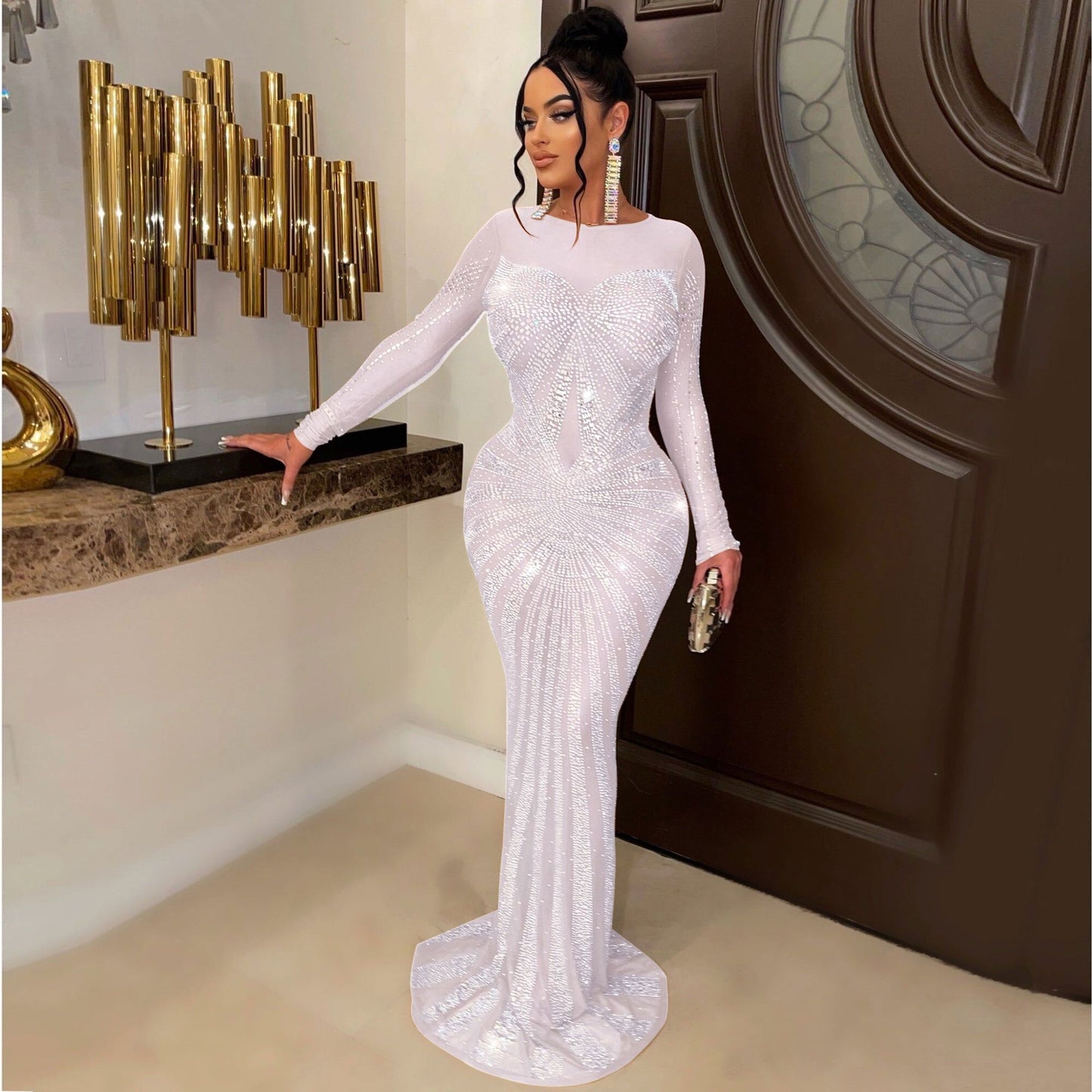 Sexy Rhinestone Mop Dress Nightclub Uniforms Dresses