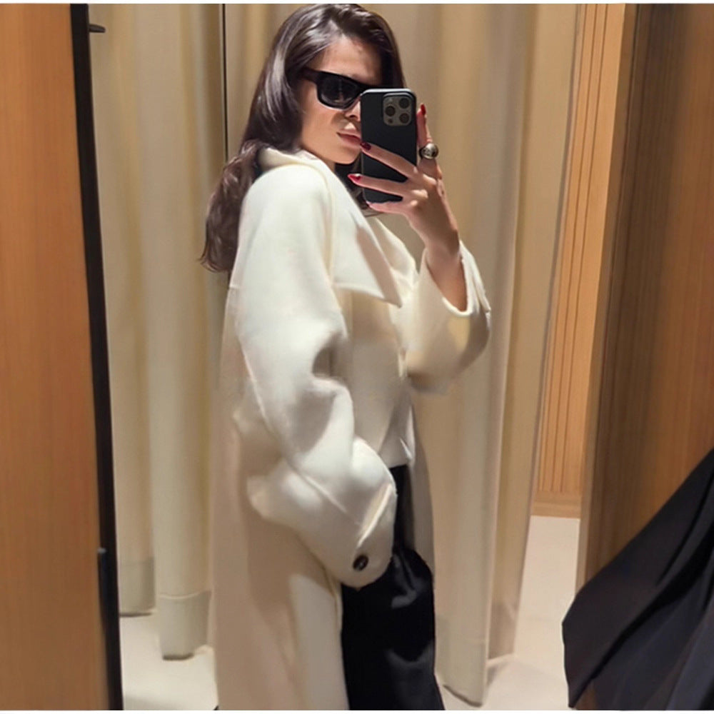 Women's Color Elegant Style Stand Collar Button Coats