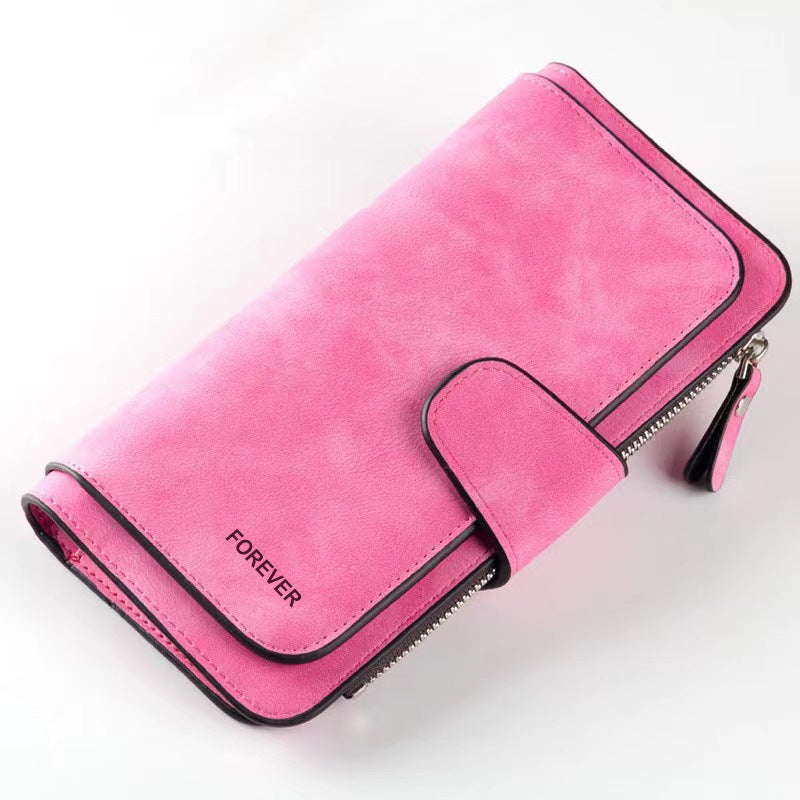 Women's Korean Frosted Leather Clutch Long Large Purses
