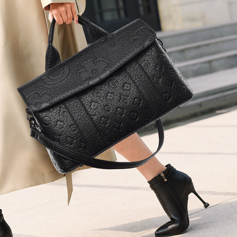 Women's Embossed Large Capacity Simple Commuter Handbags
