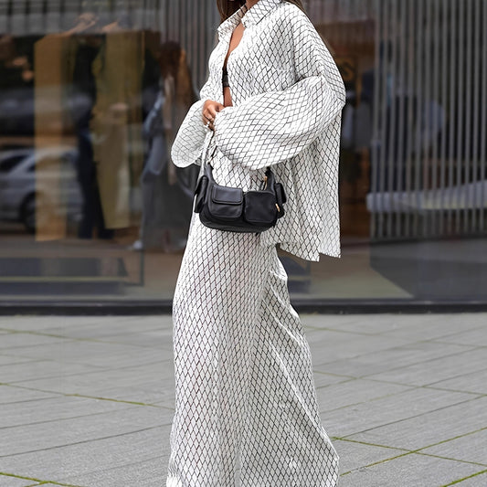 Women's Printed Loose Comfortable Long Sleeve Trousers Summer Suits