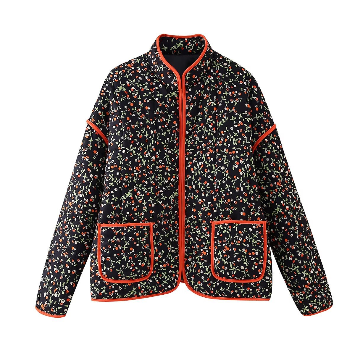 Women's Street Fashion Printed Casual Quilted Jackets