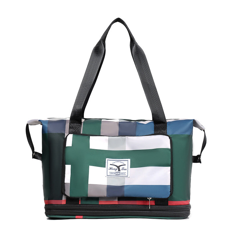 Wet Separation Fashion Plaid Short-distance Portable Travel Bags