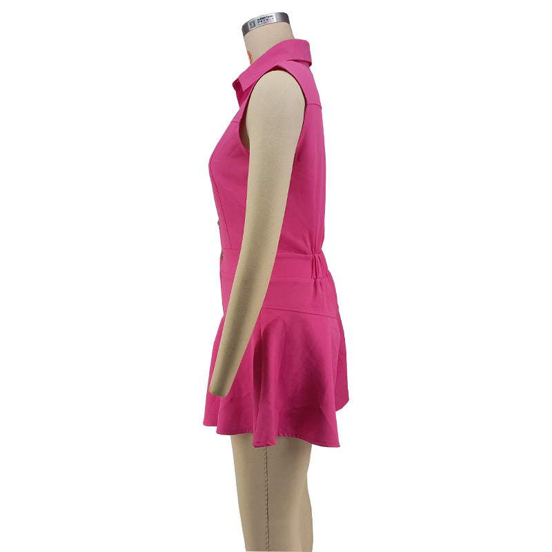 Summer Solid Color Sleeveless Waist French Shorts