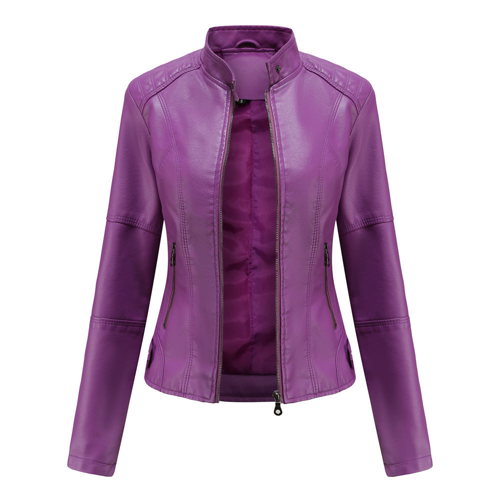 Women's European Leather Slim Thin Motorcycle Stand Clothing