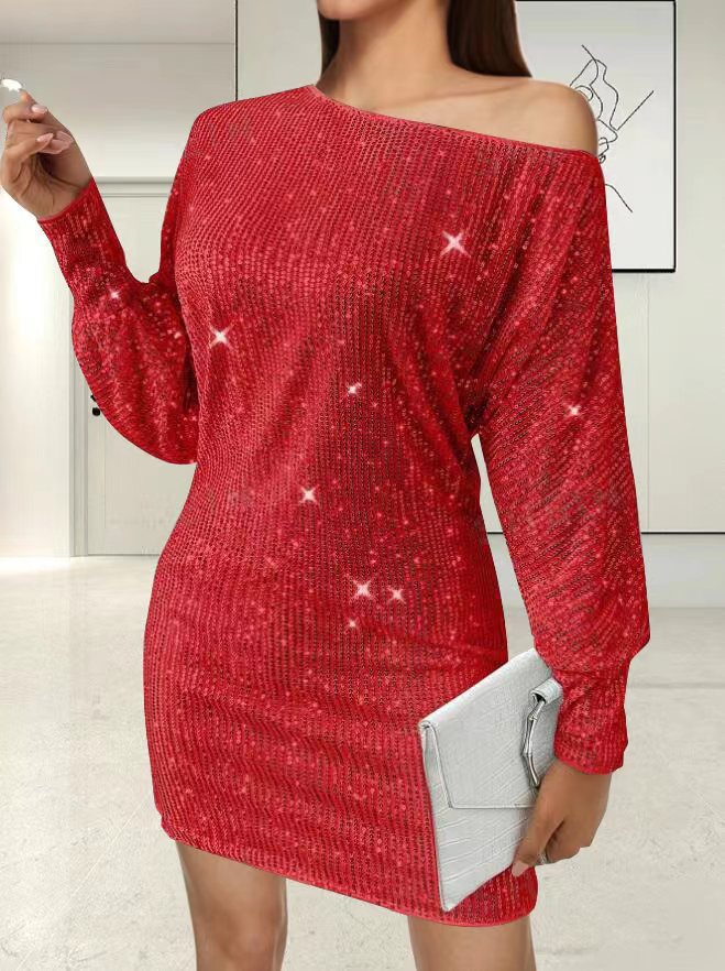 Women's Classy Casual Sequined Long-sleeved Dress Dresses