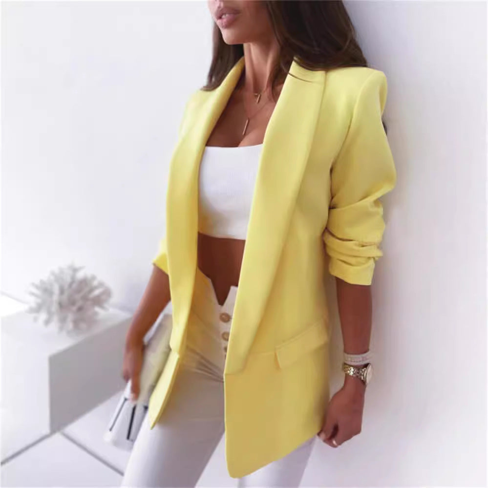 Autumn Solid Color Long Sleeve Ladies Small Suit