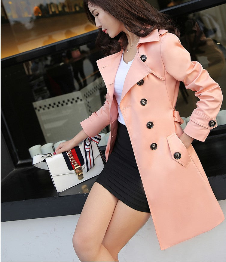 Women's Power Slim Fit Belt Mid-length Trench Coats