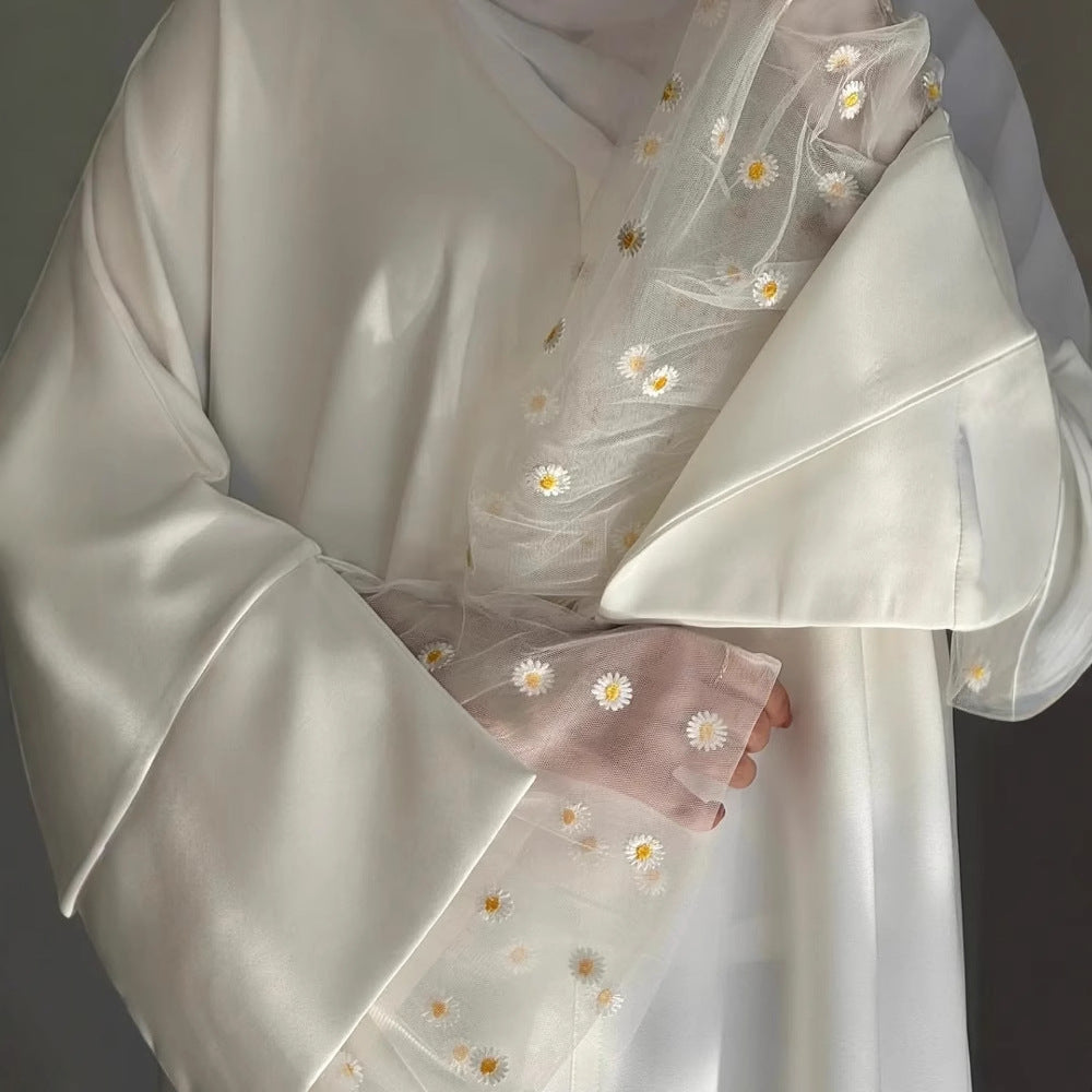 Graceful Turkish Stitching Lace Dress Robe Dresses