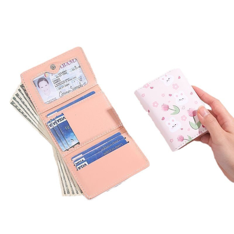 Women's Rabbit Tulip Off Short Style Cute Ladies Wallets