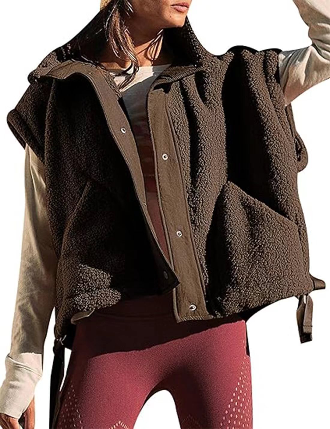 Women's Plush Sleeveless Waistcoat Warm Ladies Coats