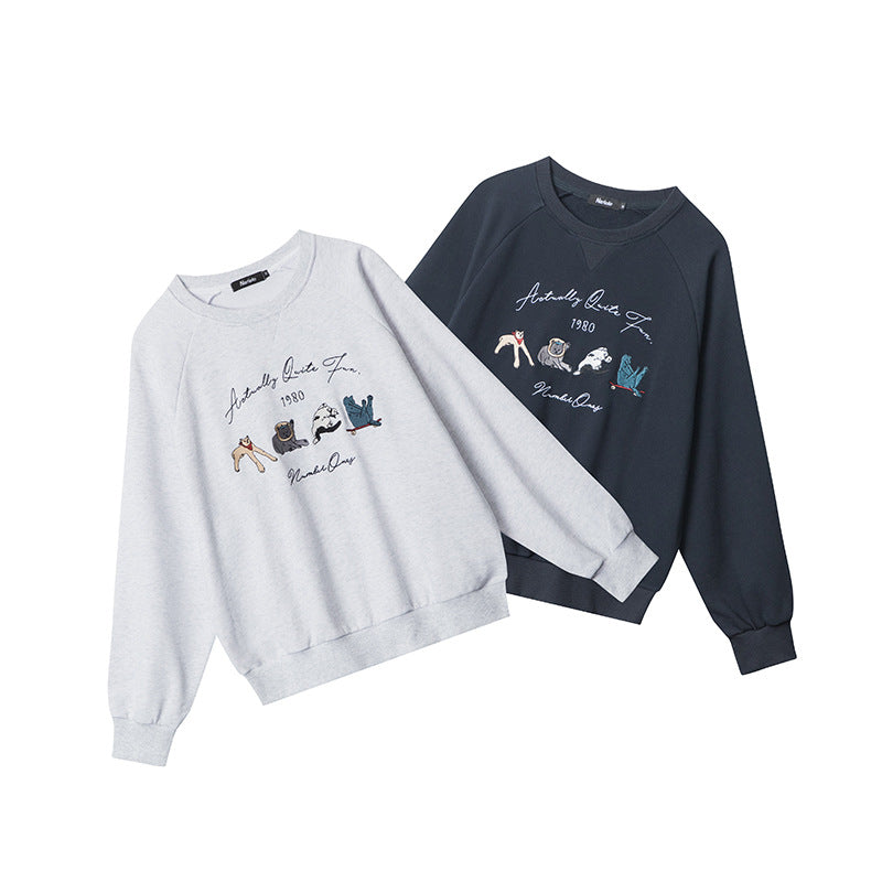 Women's Neck Loose Retro Embroidered Design Long Sweaters