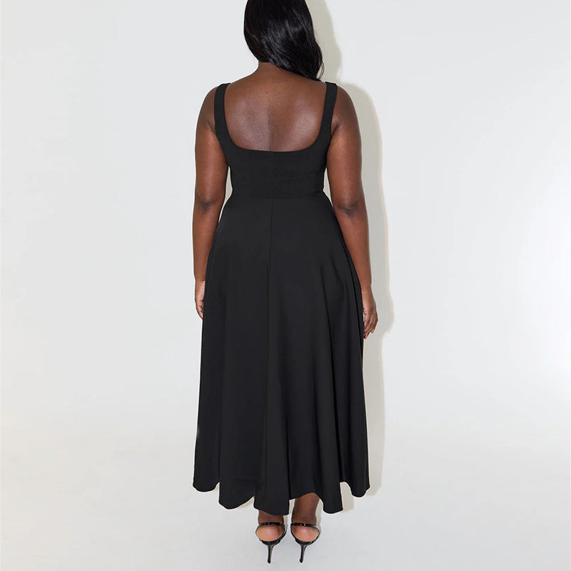 Simple Sexy Solid Color Shoulder Strap Slim Dresses