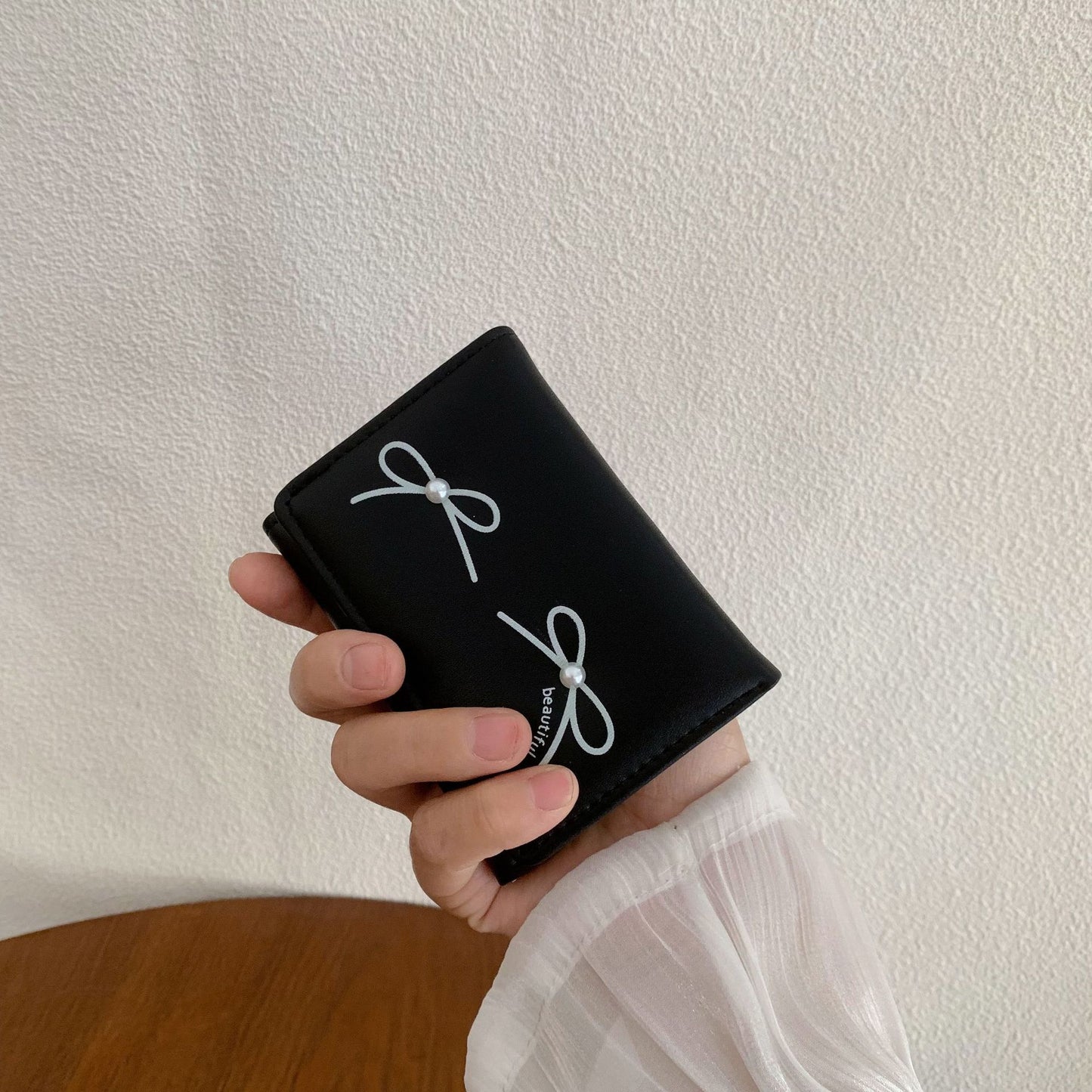 Women's Summer Versatile Bowknot Outing Cute Pearl Ladies Wallets