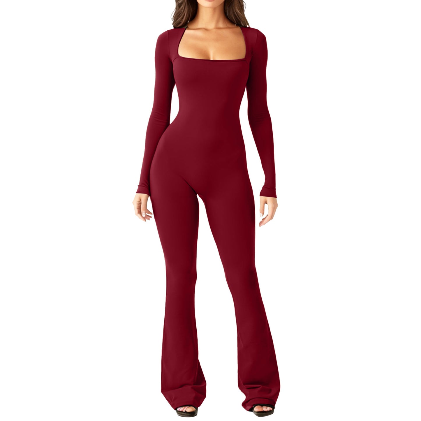 Women's Long Sleeve Girdling Wide Leg High Women's Jumpsuit/clothing