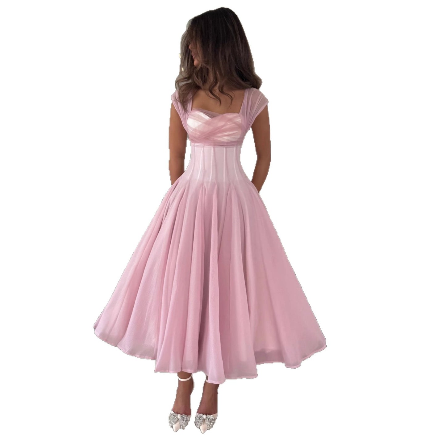 Women's French Gentle Cinched Sleeveless Large Swing Dresses