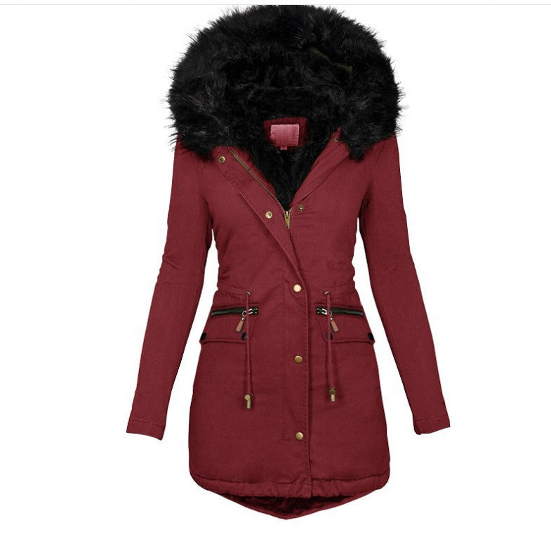 Women's Mid-length Cotton Clothes Loose Parka Fleece-lined Coats