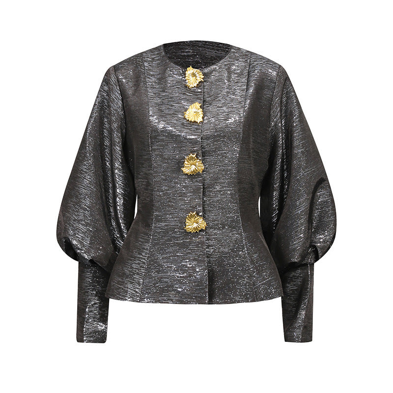 Women's French Style Gentle Autumn Fashion Single-breasted Blouses