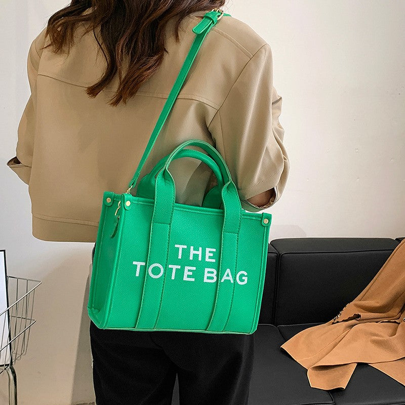 Women's Trendy Solid Color Letter Large Capacity Shoulder Bags