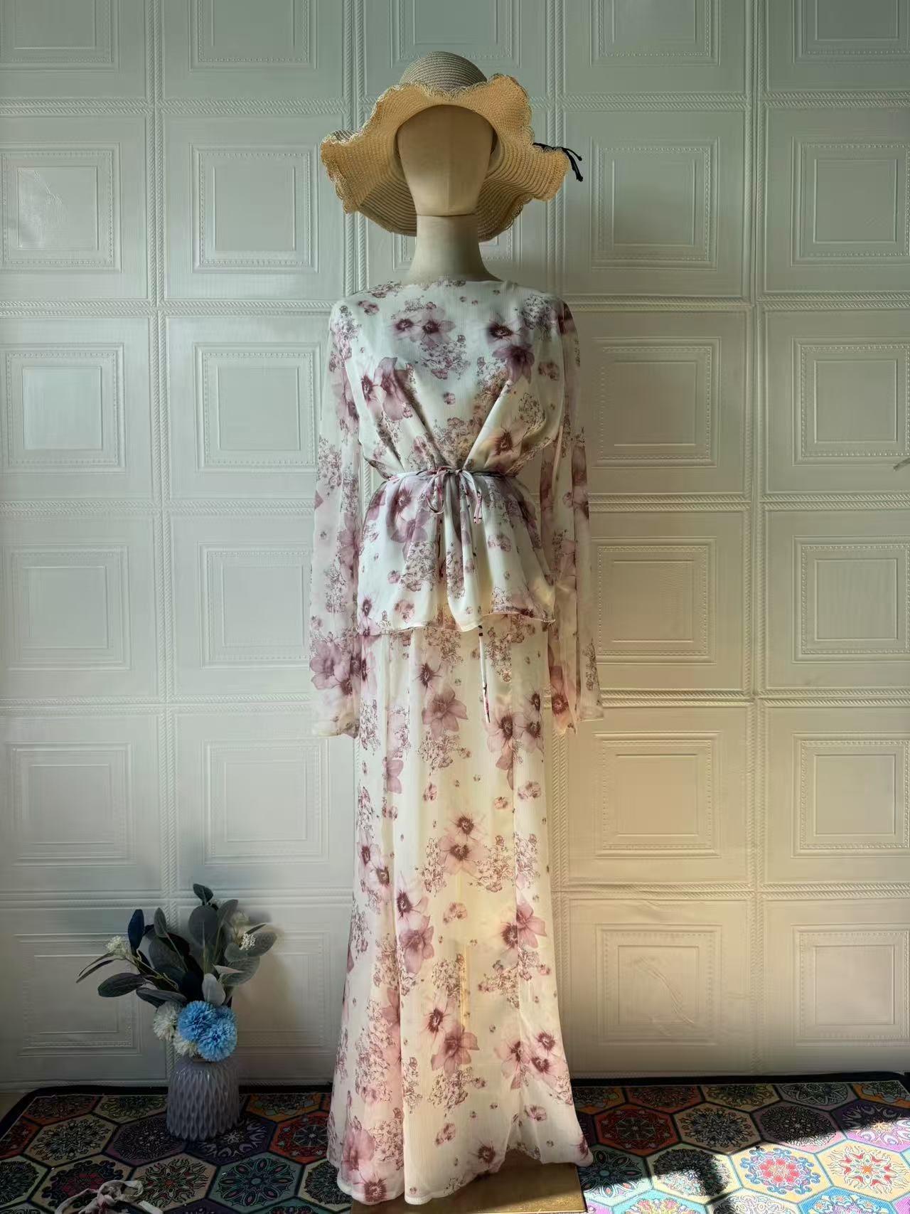 Women's Summer Gentle Long Sleeve Dress Retro Dresses