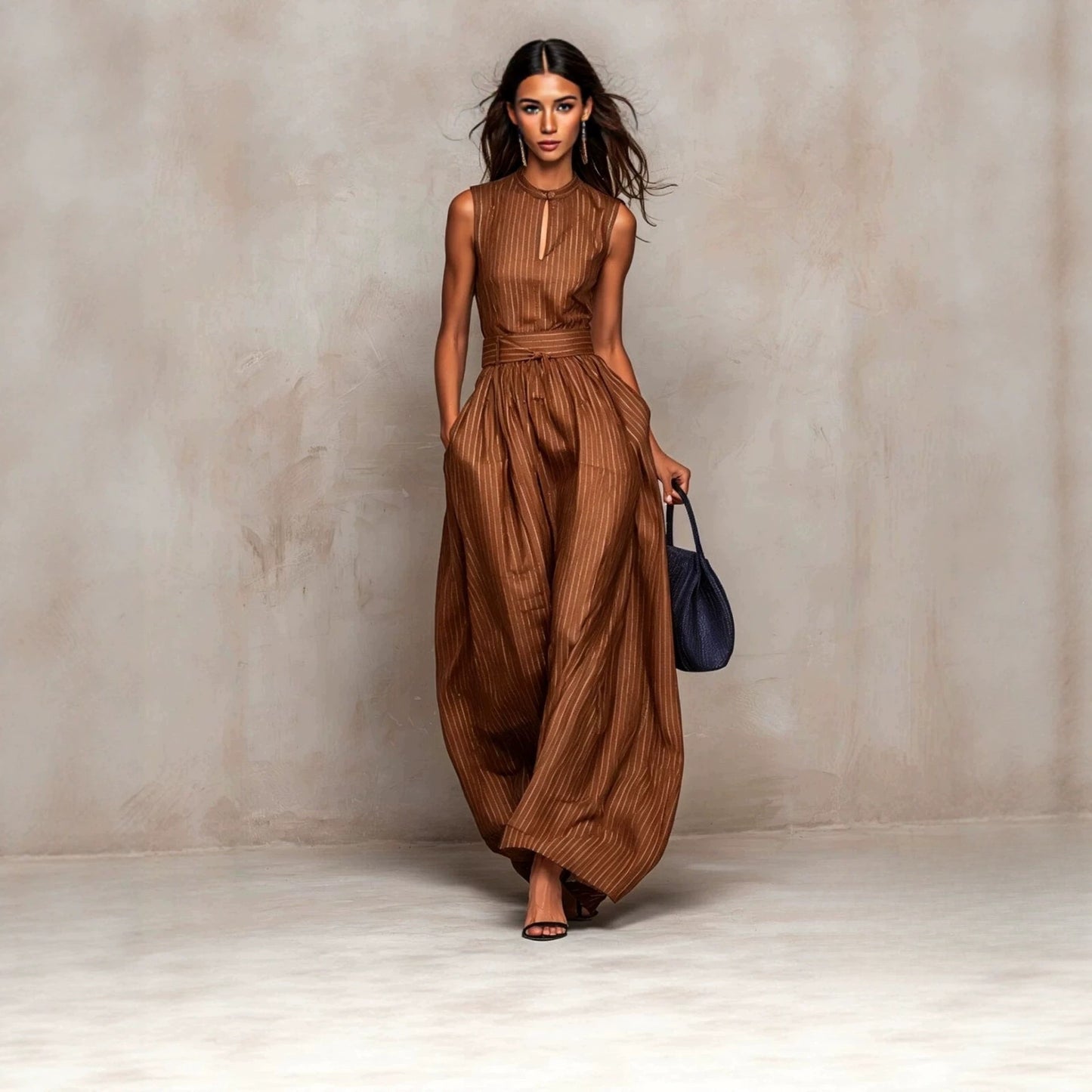 Women's Sleeveless Stitching Wide Leg Ethnic Style Jumpsuits
