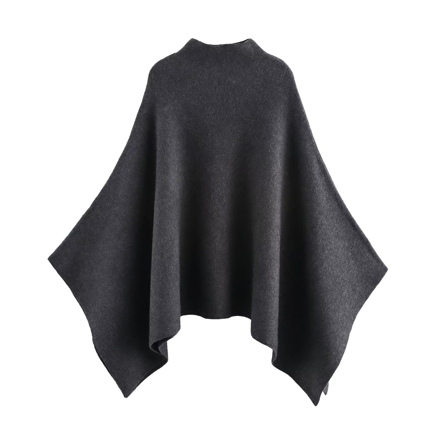 Asymmetric Half Turtleneck Pullover Knitting Cape Coats