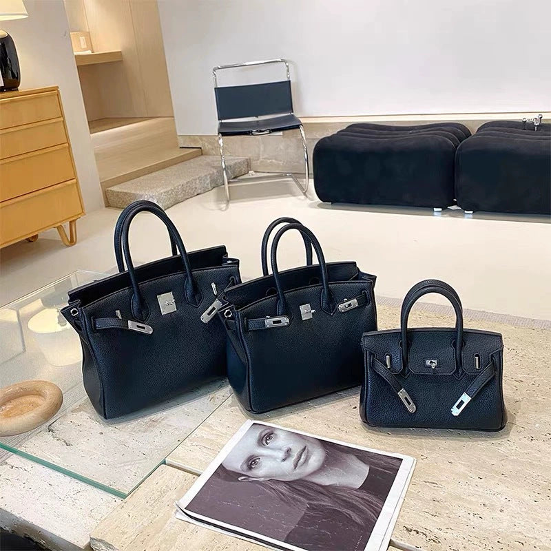 Classic Women's Fashionable Gold Genuine Leather Handbags