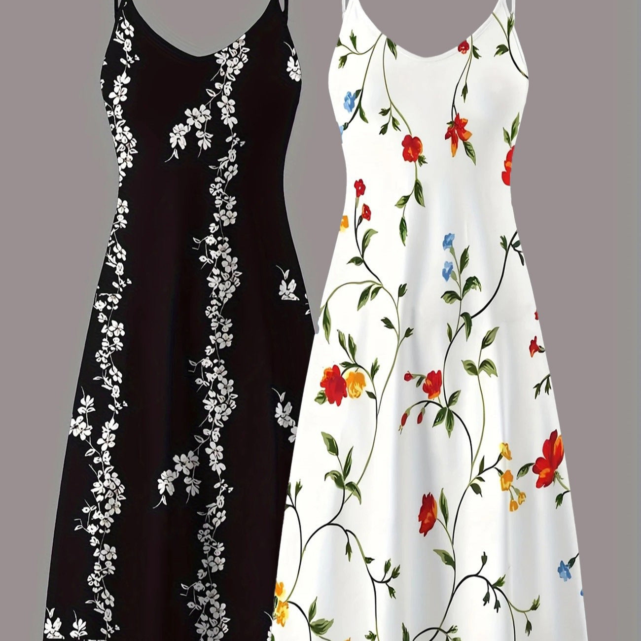 Floral Printed Sling Elegant Graceful Sleeveless Dress