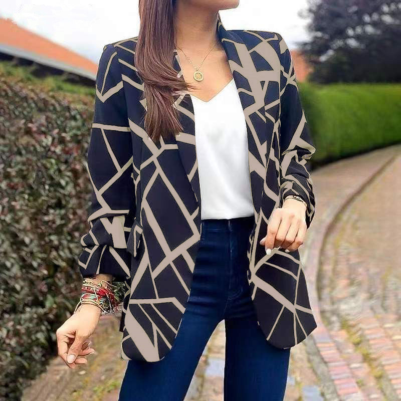 Fashion Printed Collar Without Buckle Business Small Suit