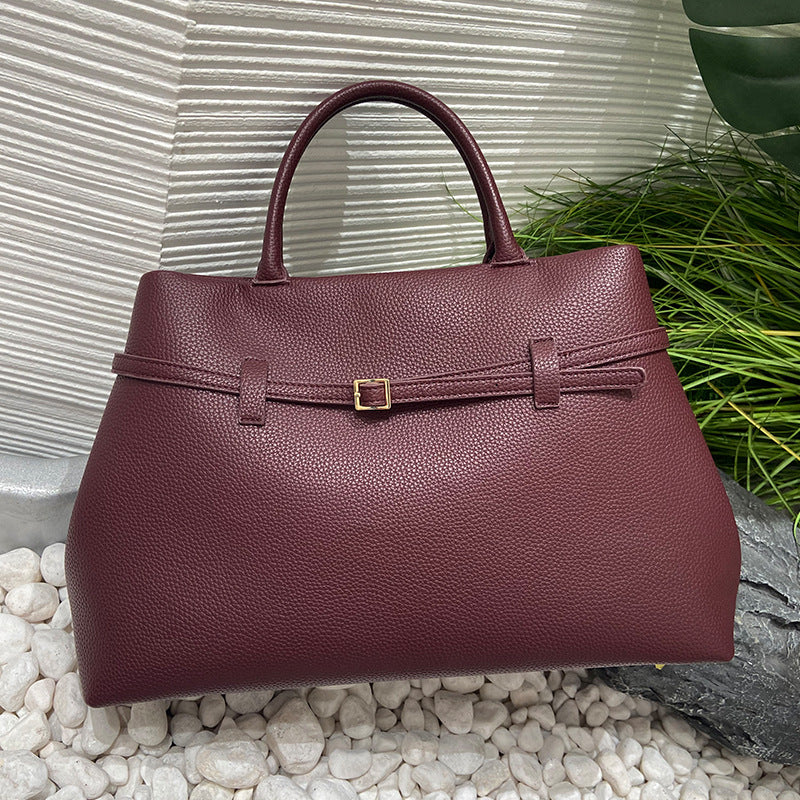 High-grade Soft Leather Lychee Pattern Solid Crossbody Bags