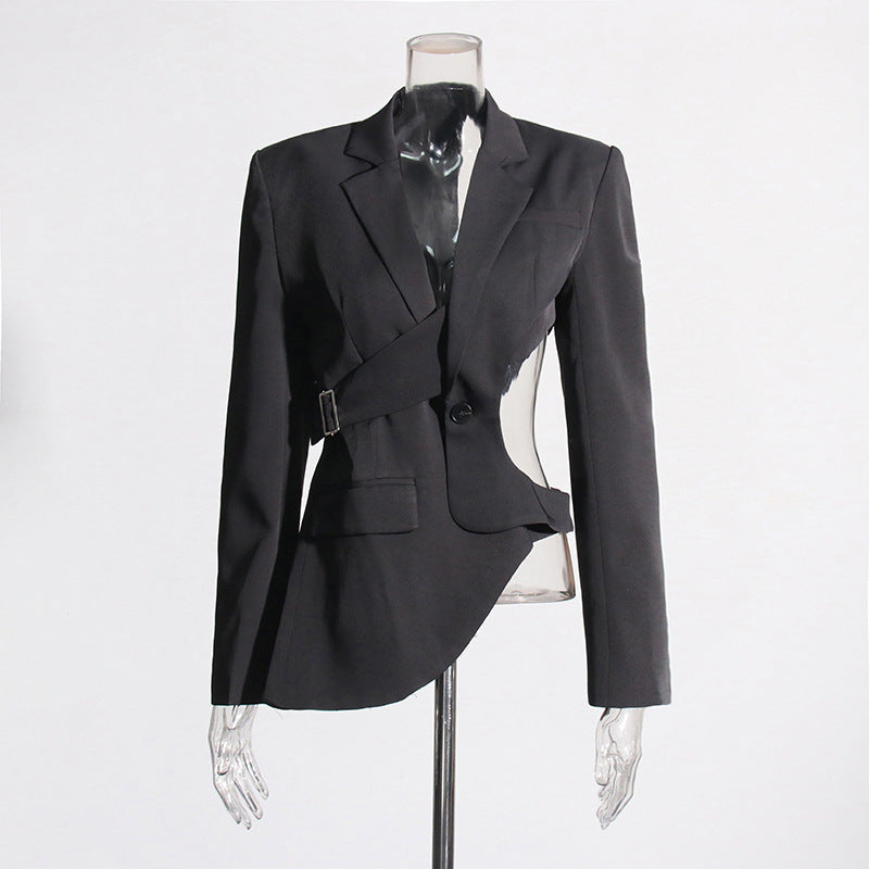 Sneaky Design Asymmetric Small Niche Midriff Blazers