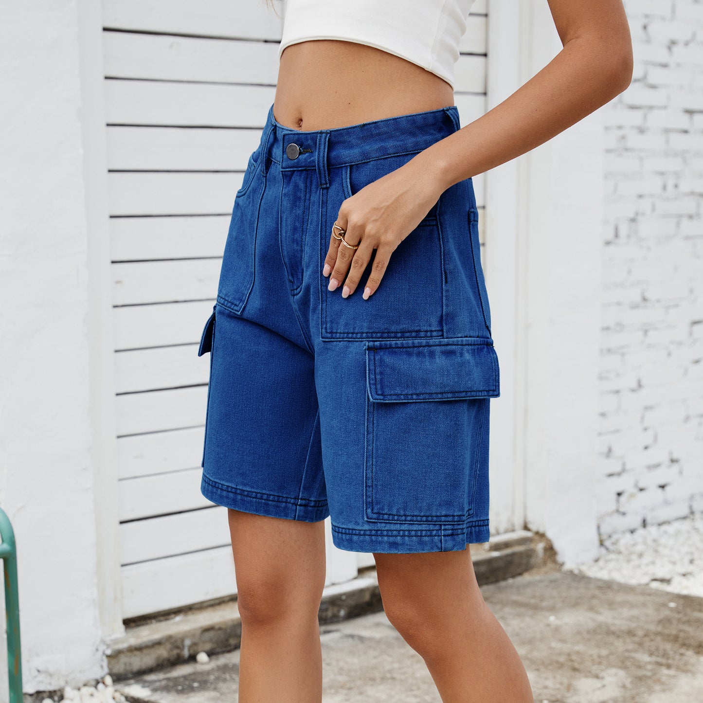 Women's Summer Street Hipster Washed Overalls Denim Women's Jeans
