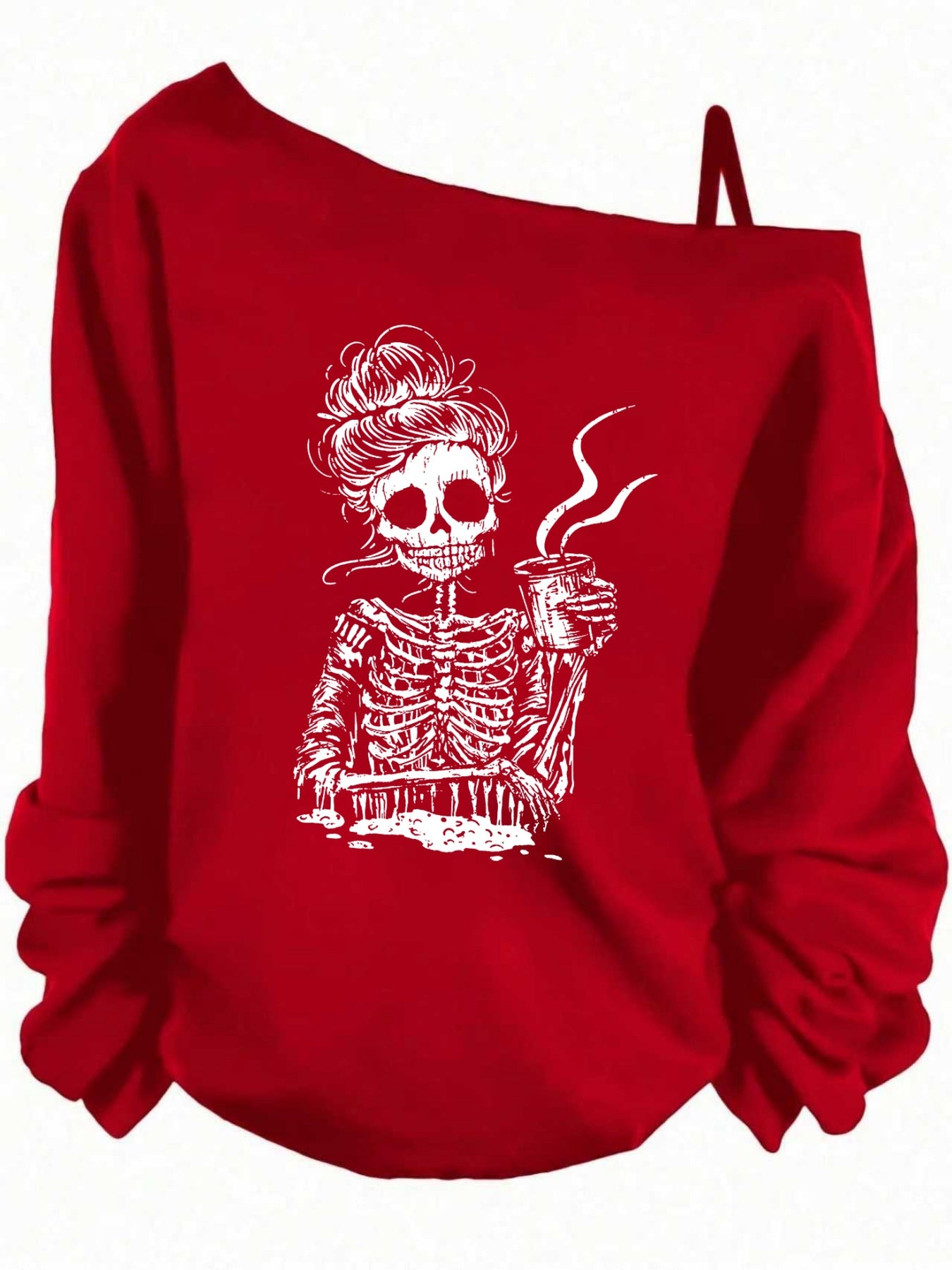 Women's Sling Solid Color Printing Long Sleeve Trendy Women's T-shirt