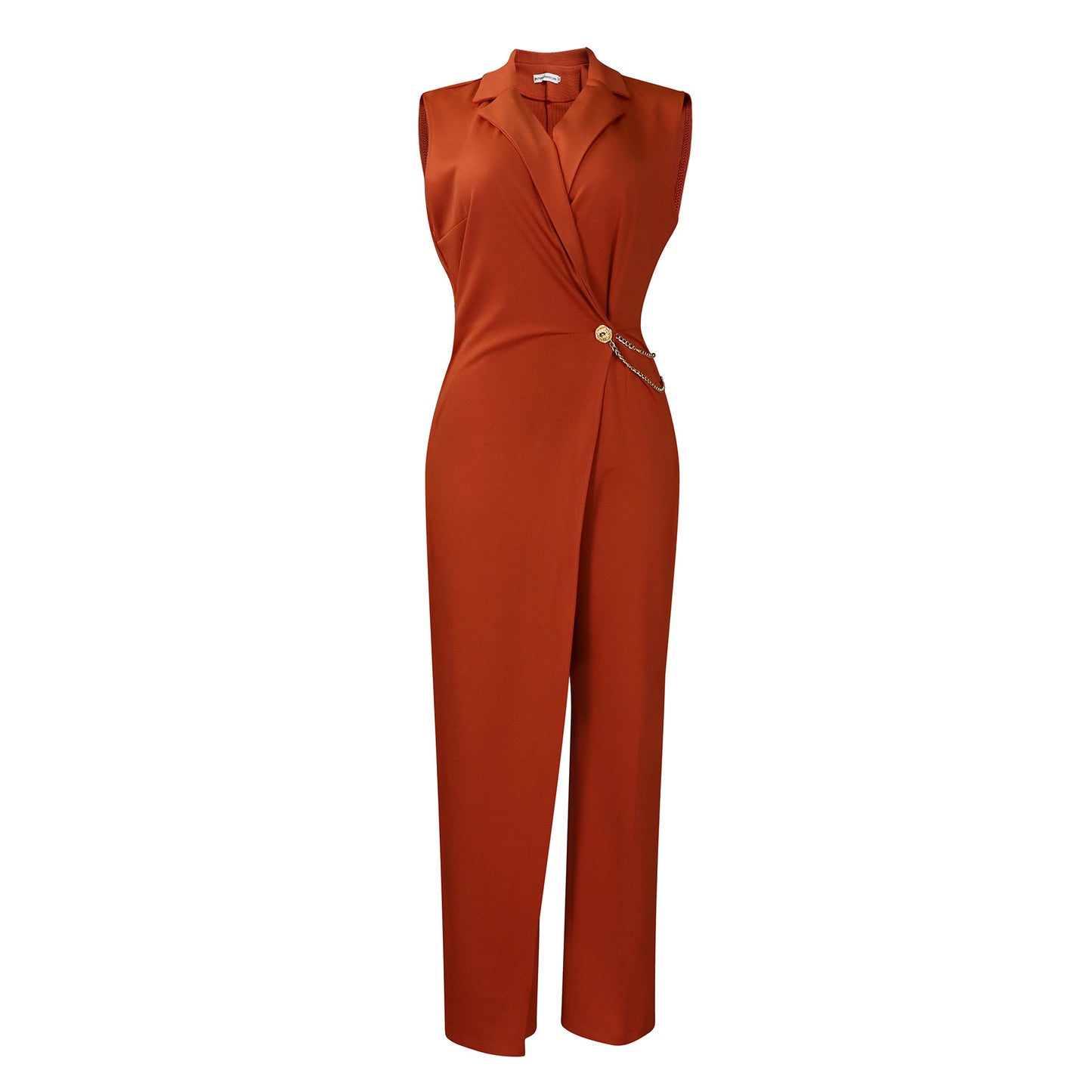 Women's Collar Tight Waist Chain Loose Wide Women's Jumpsuit/clothing