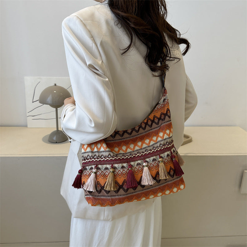 Women's Springtide Fashionable Simple Retro Ethnic Style Tote Bags