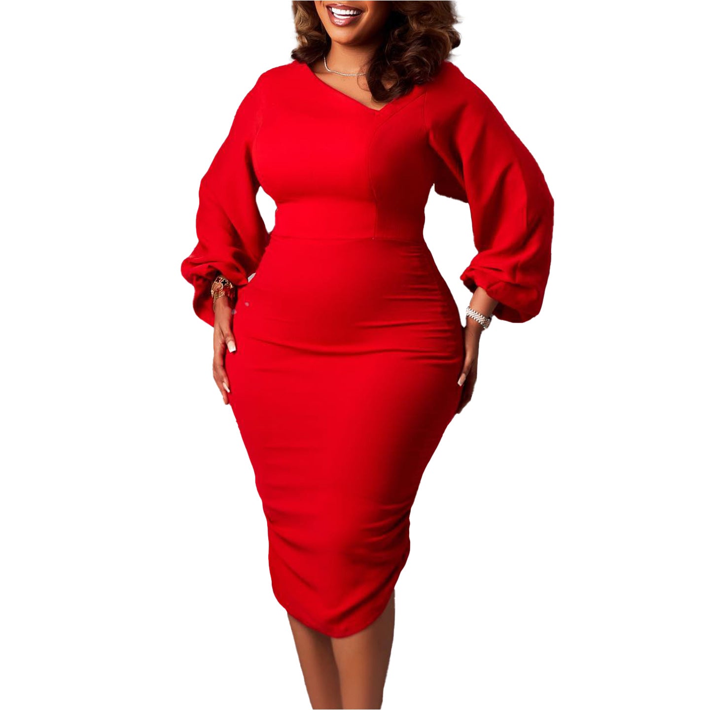 Women's Diagonal Collar Long Sleeve Fashion Temperament Dress