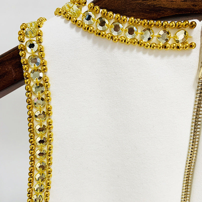 Fashion Metal Sheet Beads Rhinestones Sexy Dress